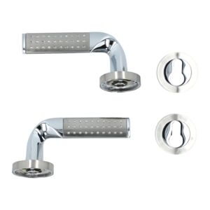 Honeybee 4-Piece Durable and Elegant Zinc Alloy Door Handle Lever with Cylinder Hole Silver and Grey